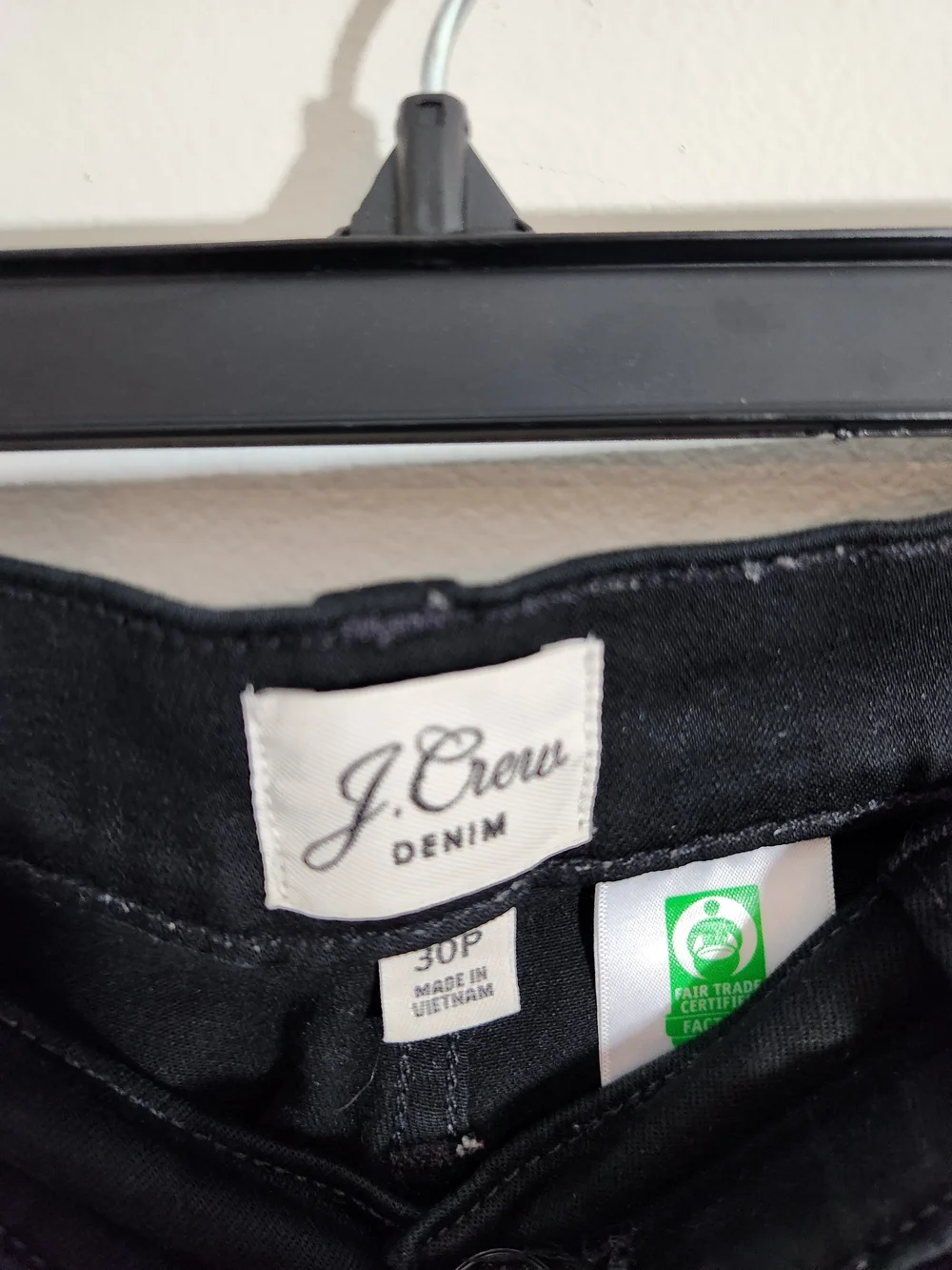 J Crew Vintage Straight High-Rise Black Denim Jeans Button-Fly Ankle Petite Leg